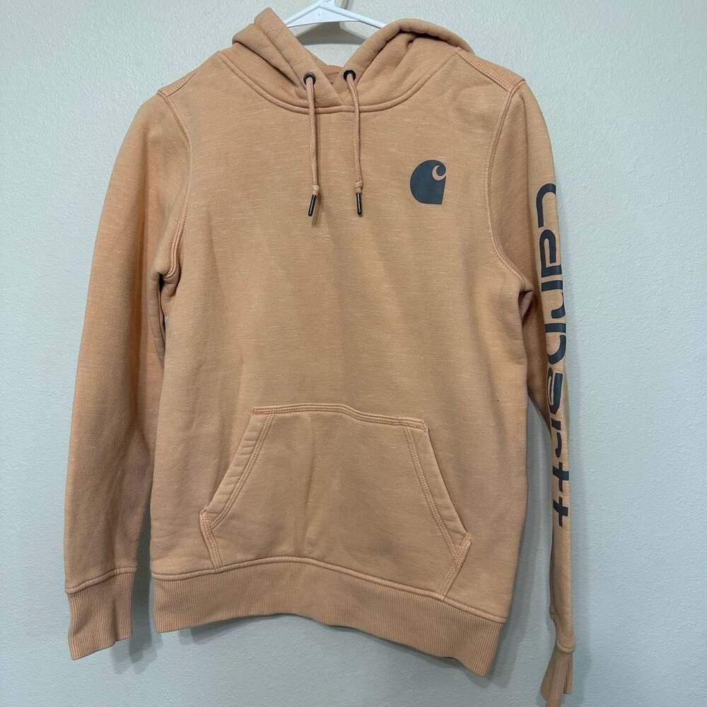 Carhartt Hoodie Womens XS Peach Heather Relaxed Fit Hooded Sweatshirt